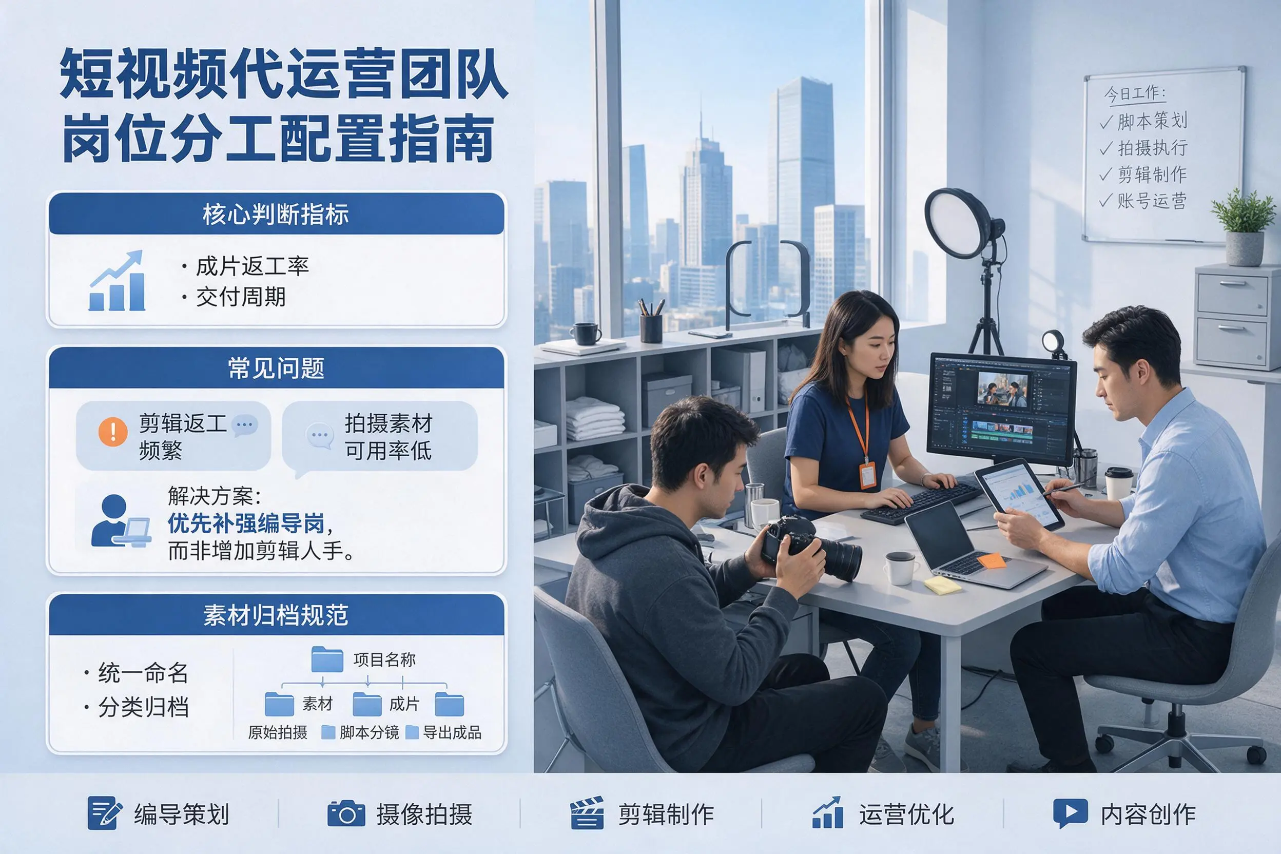 短视频代运营团队如何配置？仙桃企业岗位分工科普说明