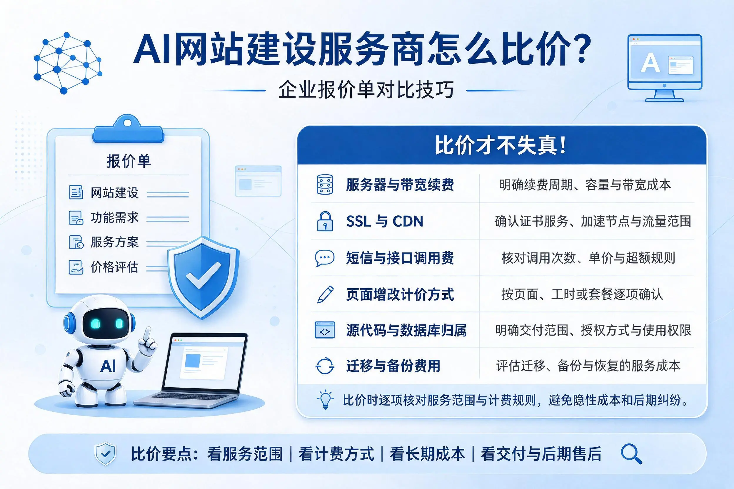 AI网站建设服务商怎么比价？仙桃企业报价单对比技巧