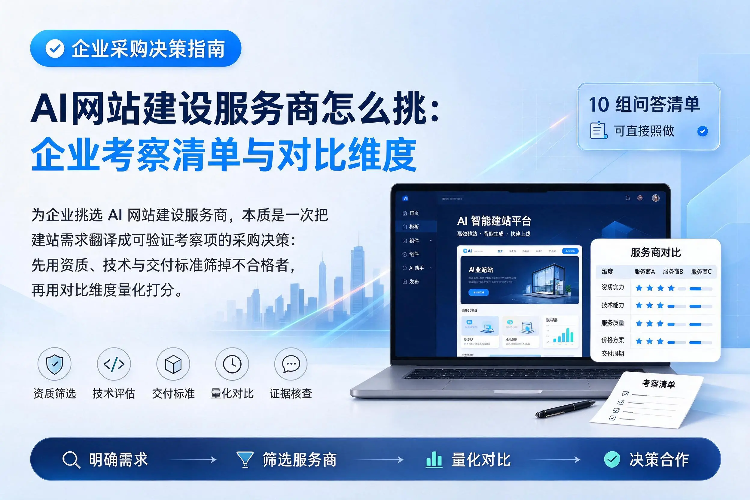AI网站建设服务商怎么挑:仙桃企业考察清单与对比维度