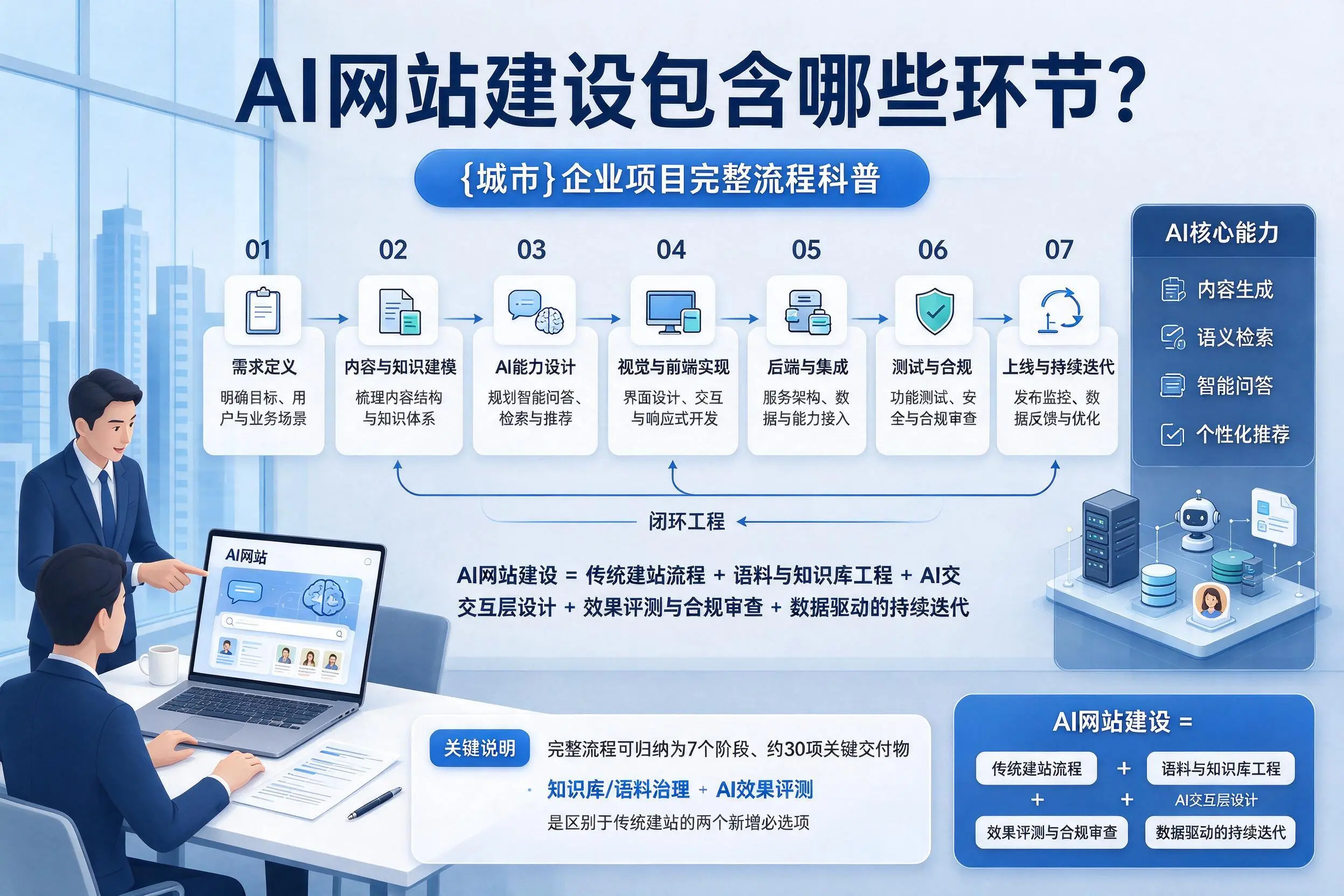 AI网站建设包含哪些环节?仙桃企业项目完整流程科普