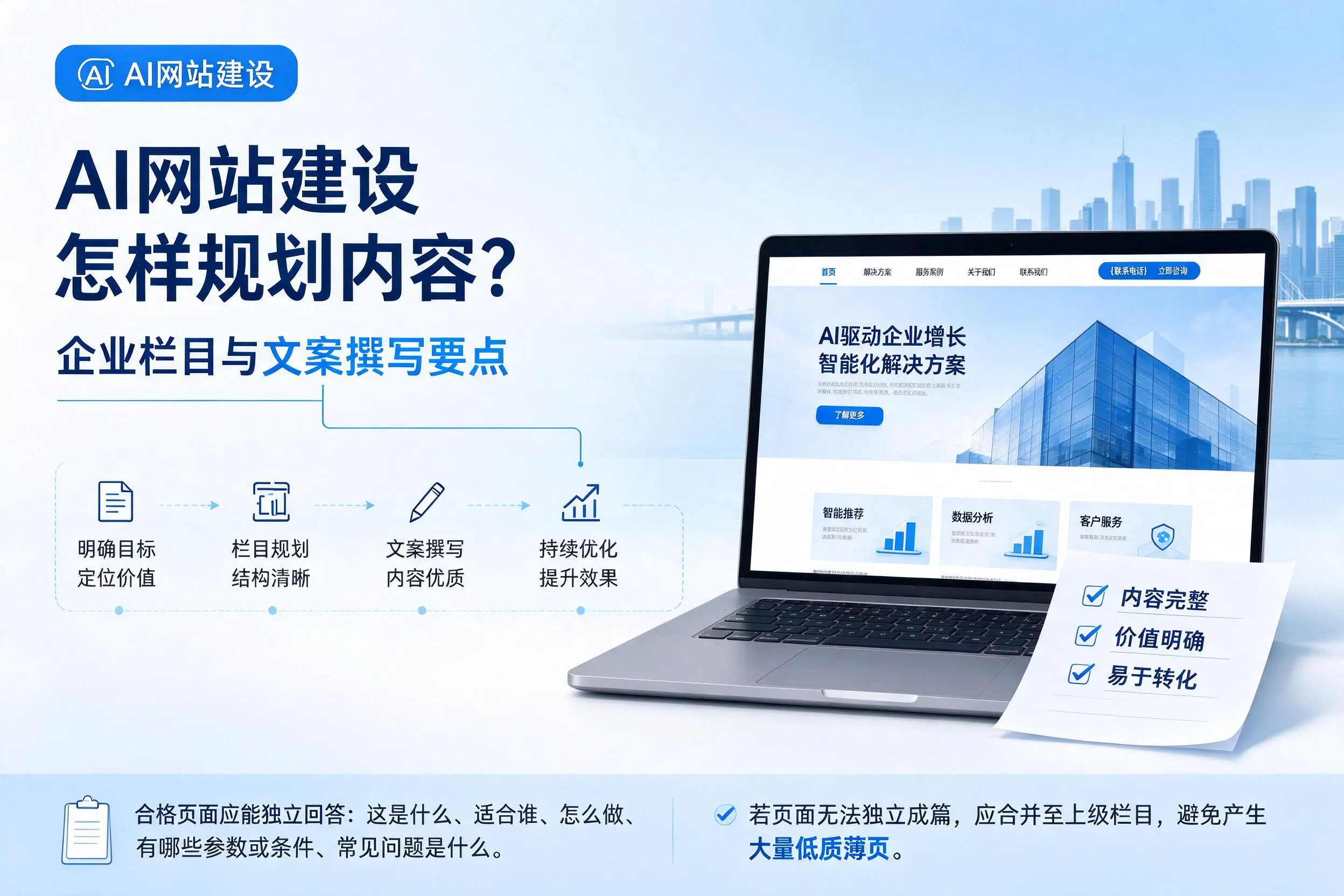 AI网站建设怎样规划内容？仙桃企业栏目与文案撰写要点
